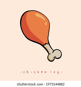 Chicken Drumstick Symbol. Delicious Food Vector Illustration.