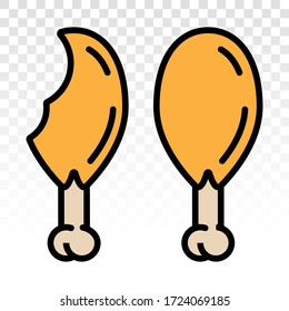chicken drumstick / chicken thighs flat icon for apps or website