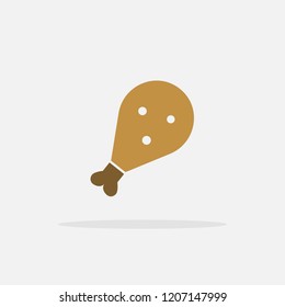 Chicken drumstick vector icon with shadow
