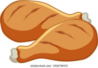 Chicken drunstick on white background illustration