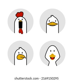 chicken and duck avarat illustration design