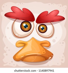 Chicken, a duck, an insane bird is a funny illustration. Vector eps 10.