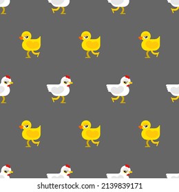 El patrón de pollo y de pato no tiene fisuras. fondo de ave de granja.