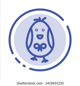 Chicken, Easter, Baby, Happy Blue Dotted Line Line Icon