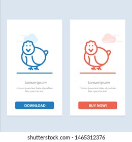 Chicken, Easter, Baby, Happy  Blue and Red Download and Buy Now web Widget Card Template. Vector Icon Template background