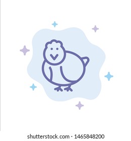 Chicken, Easter, Baby, Happy Blue Icon on Abstract Cloud Background. Vector Icon Template background