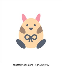 Chicken, Easter, Baby, Happy  Flat Color Icon. Vector icon banner Template