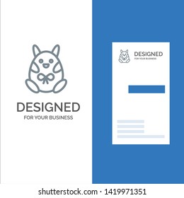 Chicken, Easter, Baby, Happy Grey Logo Design and Business Card Template