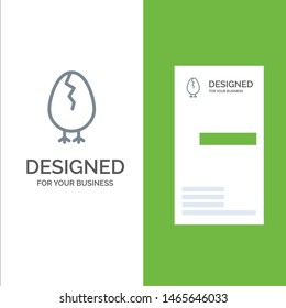 Chicken, Easter, Baby, Happy Grey Logo Design and Business Card Template. Vector Icon Template background