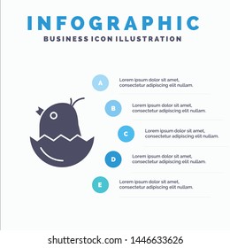 Chicken, Easter, Baby, Happy Solid Icon Infographics 5 Steps Presentation Background