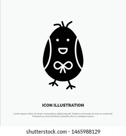 Chicken, Easter, Baby, Happy solid Glyph Icon vector. Vector Icon Template background
