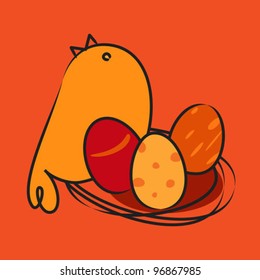 Chicken with Easter egg
