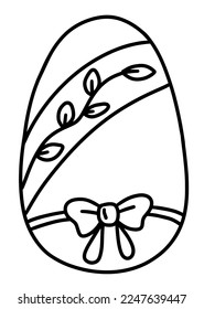 Chicken Easter egg in hand drawn outline style