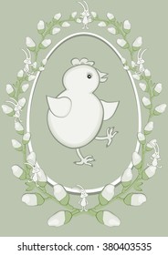 Chicken in an Easter egg. Vector illustration.