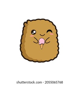 Chicken Eat Ice cream Ilustration