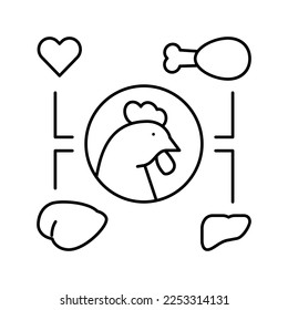 chicken eatery part line icon vector. chicken eatery part sign. isolated contour symbol black illustration