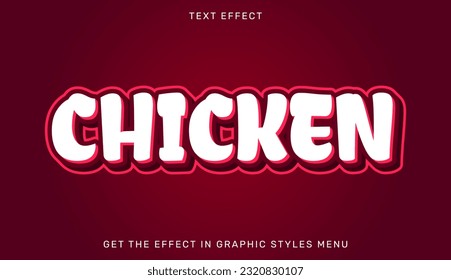 Chicken editable text effect with 3d style. Text emblem for advertising, branding, business logo