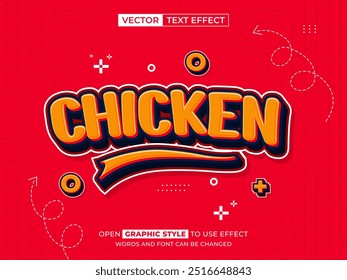 chicken editable text, font effect, 3d text for title