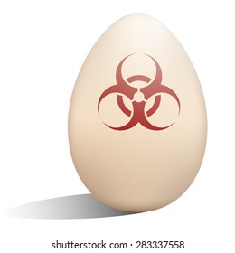 chicken egg with bio-hazard stamp, bird flu, avian flu