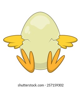 Chicken in egg. Cheerful cute character. Design element isolated on white. Eps 10 vector illustration.