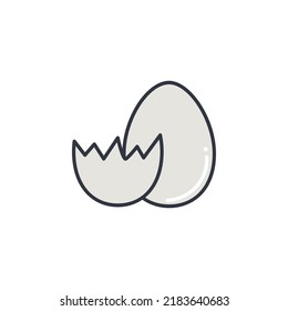 Chicken egg color line icon vector illustration. Food product isolated object. Healthy organic food logo