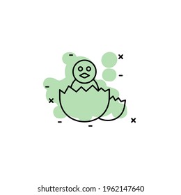 Chicken, egg with color shadow vector icon in agriculture set