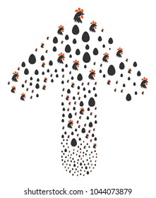 Chicken Egg composition designed in the set of ahead navigation arrow. Up directional arrow shape combined from chicken egg pictograms.