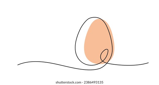 Chicken egg. Continuous one line drawing egg. Vector culinary ingredient isolated on white background. Line art design for menu, cafe, restaurant, poster, banner, emblem, sticker