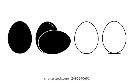 chicken egg emblem, black isolated silhouette