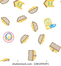 chicken egg farm brown vector seamless pattern thin line illustration