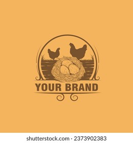 Chicken Egg Farm Nest Logo