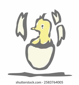 Chicken from egg freehand drawing art