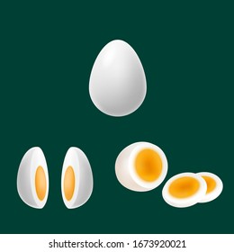 chicken egg isolated on white background, Single white egg isolated, Eggs isolated, boiled egg cut in half vector logo design illustration template