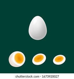 chicken egg isolated on white background, Single white egg isolated, Eggs isolated, boiled egg cut in half vector logo design illustration template