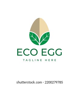 chicken egg with leaves vector logo design. eco egg logo concept
