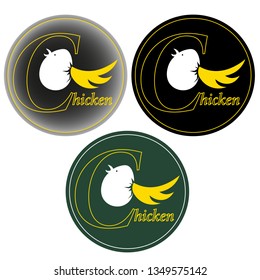 chicken and egg in letter c and lettering chicken logo