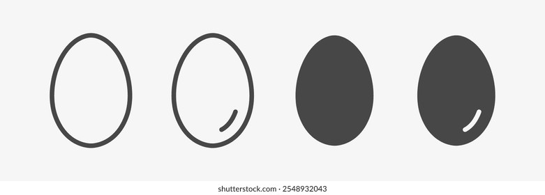 Chicken Egg  line and flat icon set.  Vector illustration on white background