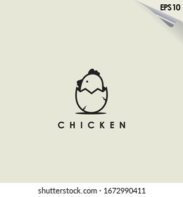 Chicken Of Egg Logo Design. Chicken Of Egg Logo Template. Modern Design. Flat Logo. Vector Illustration