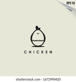 Chicken Of Egg Logo Design. Chicken Of Egg Logo Template. Modern Design. Flat Logo. Vector Illustration