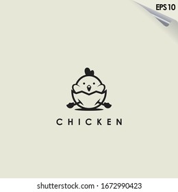 Chicken Of Egg Logo Design. Chicken Of Egg Logo Template. Modern Design. Flat Logo. Vector Illustration