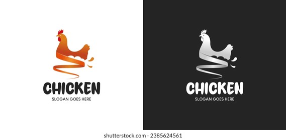 Diseño del logotipo de pollo y huevo, ilustración vectorial de la silueta de una gallina ponedora
