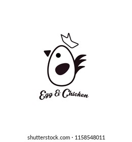 Chicken and egg logo for eggs production. Chicken farm emblem.