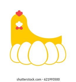 Chicken and egg logo for eggs production. Chicken farm emblem. Poultry farm sign
