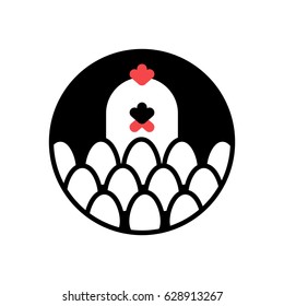 Chicken and egg logo for eggs production. Chicken farm emblem. Poultry farm sign