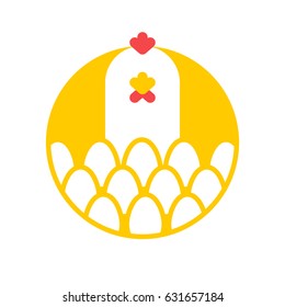 Chicken and egg logo for eggs production. Chicken farm emblem. Poultry farm sign