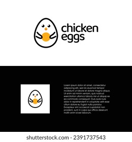 chicken egg logo vector, line art chicken logo design