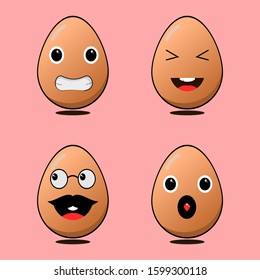 chicken egg mascot vector set