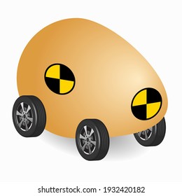 chicken egg on wheels, vector illustration