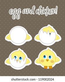 chicken with egg over brown background. vector illustration