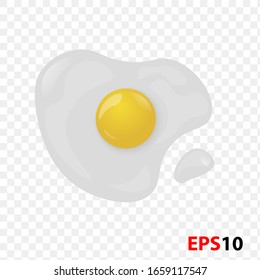 Chicken egg realistic illustration in the shape of abstract form top view omelet isolated on a transparent background. Product of a farm animal. Bird egg is broken.